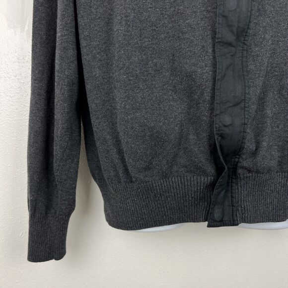 Refectory London Sweater Jacket Men Extra Large Grey Black Snap Button Zip Knit - Picture 6 of 13